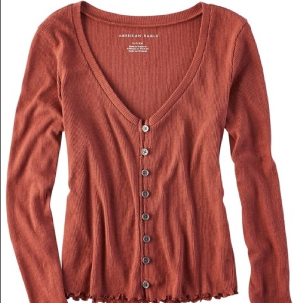 Mauve Ribbed American Eagle Blouse